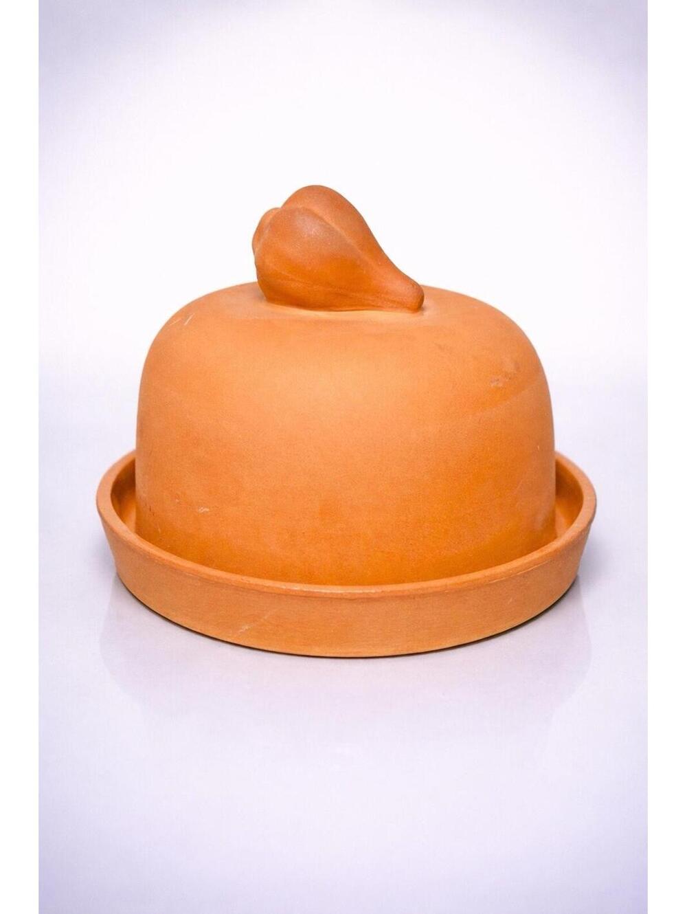 PIC Taiwan 1980s Terracotta Garlic Keeper Dome With Tray, 5.5x5”